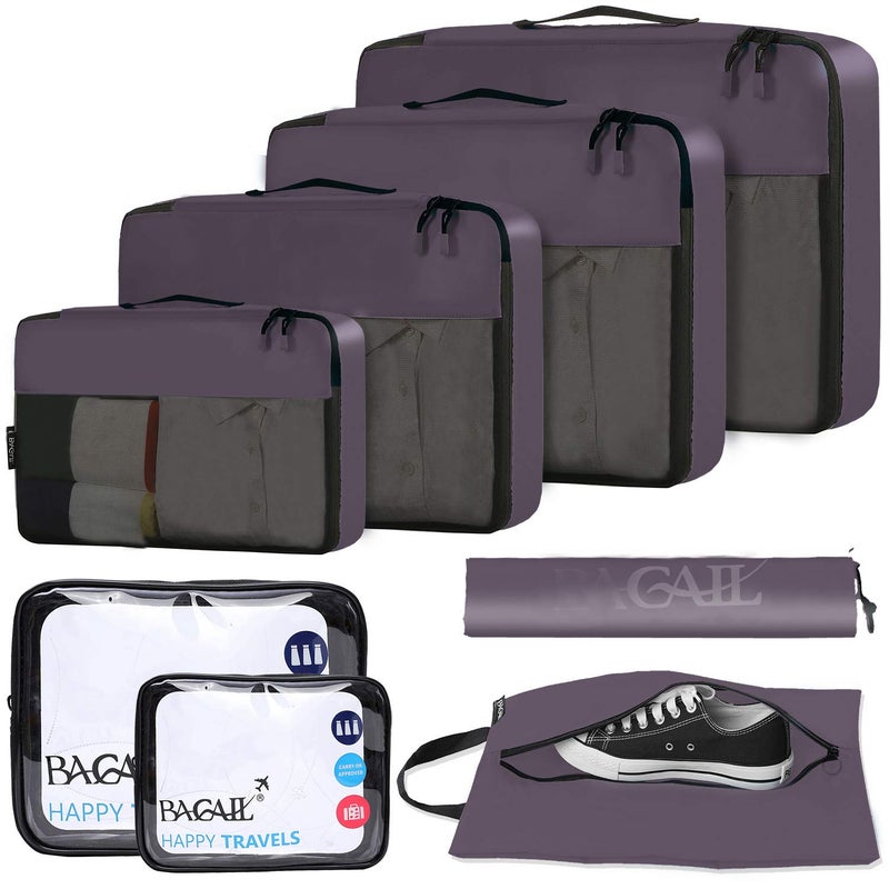 BAGAIL 8 Set/9 Set Packing Cubes Luggage Packing Organizer for Travel, Suitcase Packing Bags for Travel Accessories(Dark Grey, 8 Set) - Image 1